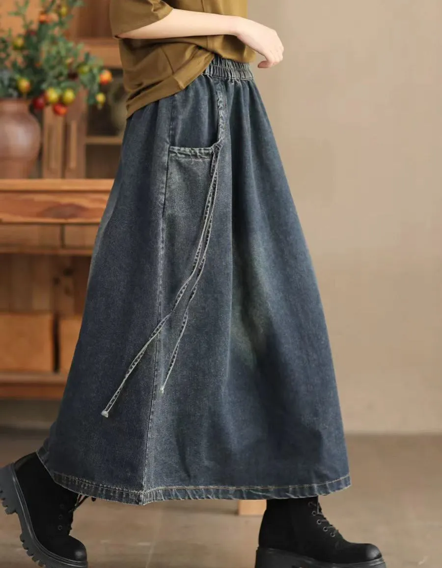 Women's Comfortable Retro Loose Denim Skirt