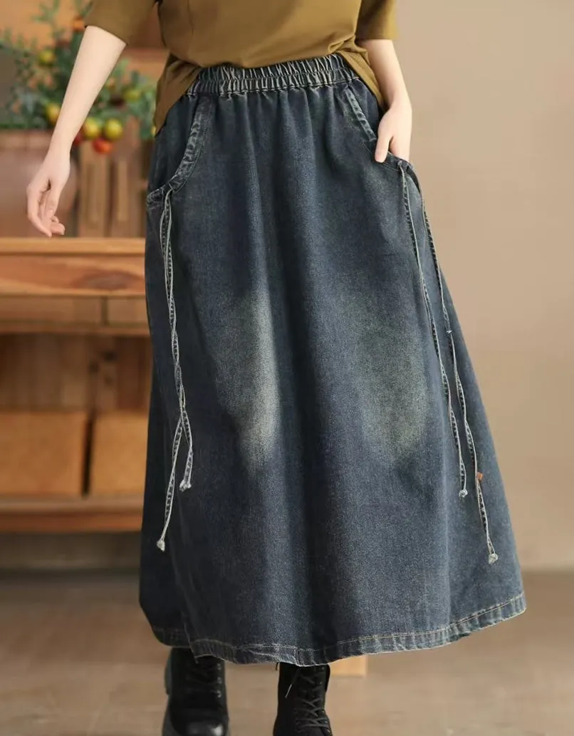 Women's Comfortable Retro Loose Denim Skirt