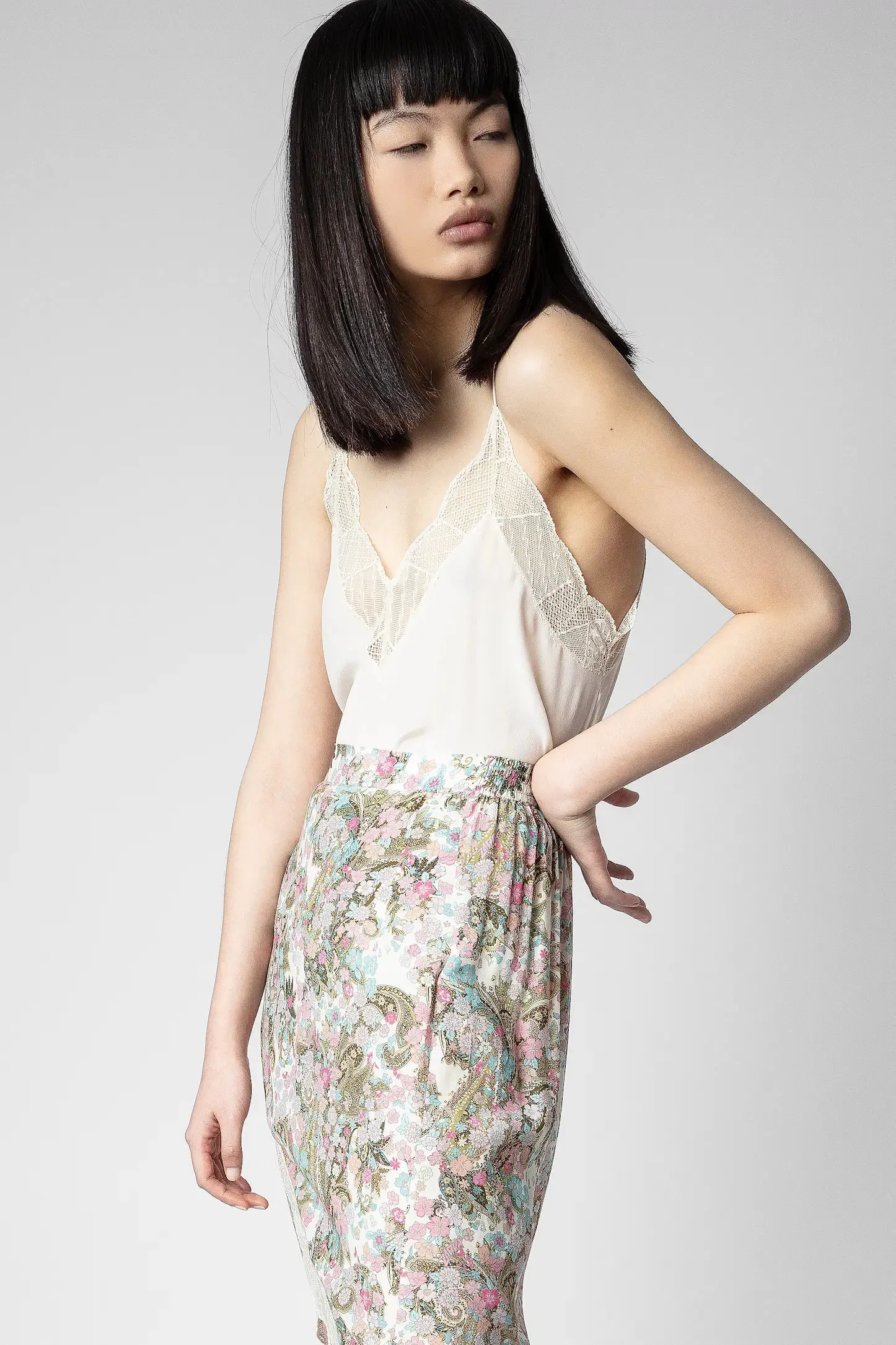 Zadig & Voltaire Jeudie Floral Midi Skirt- Deep Parme