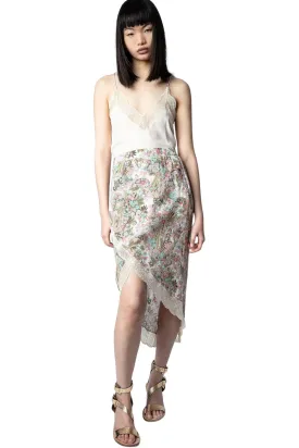 Zadig & Voltaire Jeudie Floral Midi Skirt- Deep Parme
