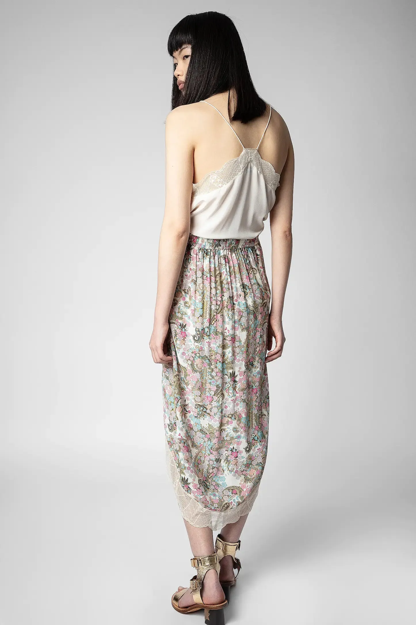 Zadig & Voltaire Jeudie Floral Midi Skirt- Deep Parme