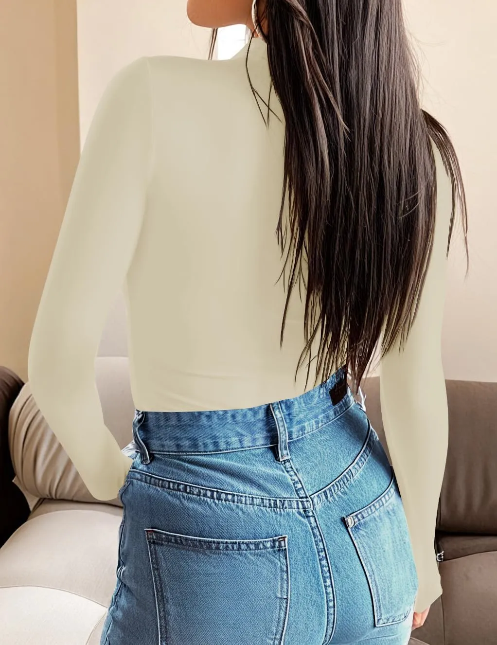 ZESICA Women's Long Sleeve Mock Neck Shirts 2025 Fall Winter Thermal Casual Slim Fit Pullover Tops