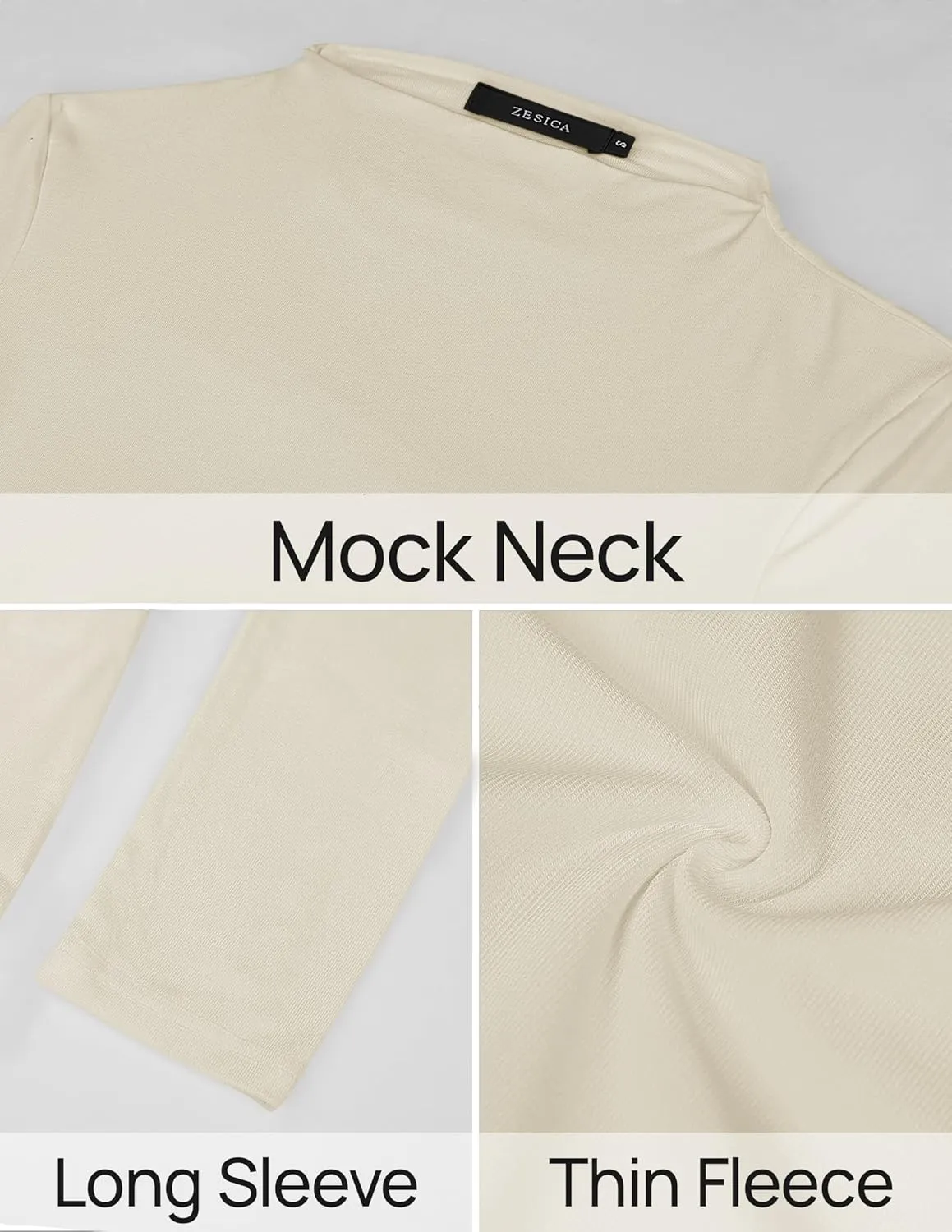 ZESICA Women's Long Sleeve Mock Neck Shirts 2025 Fall Winter Thermal Casual Slim Fit Pullover Tops
