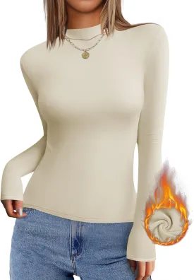 ZESICA Women's Long Sleeve Mock Neck Shirts 2025 Fall Winter Thermal Casual Slim Fit Pullover Tops